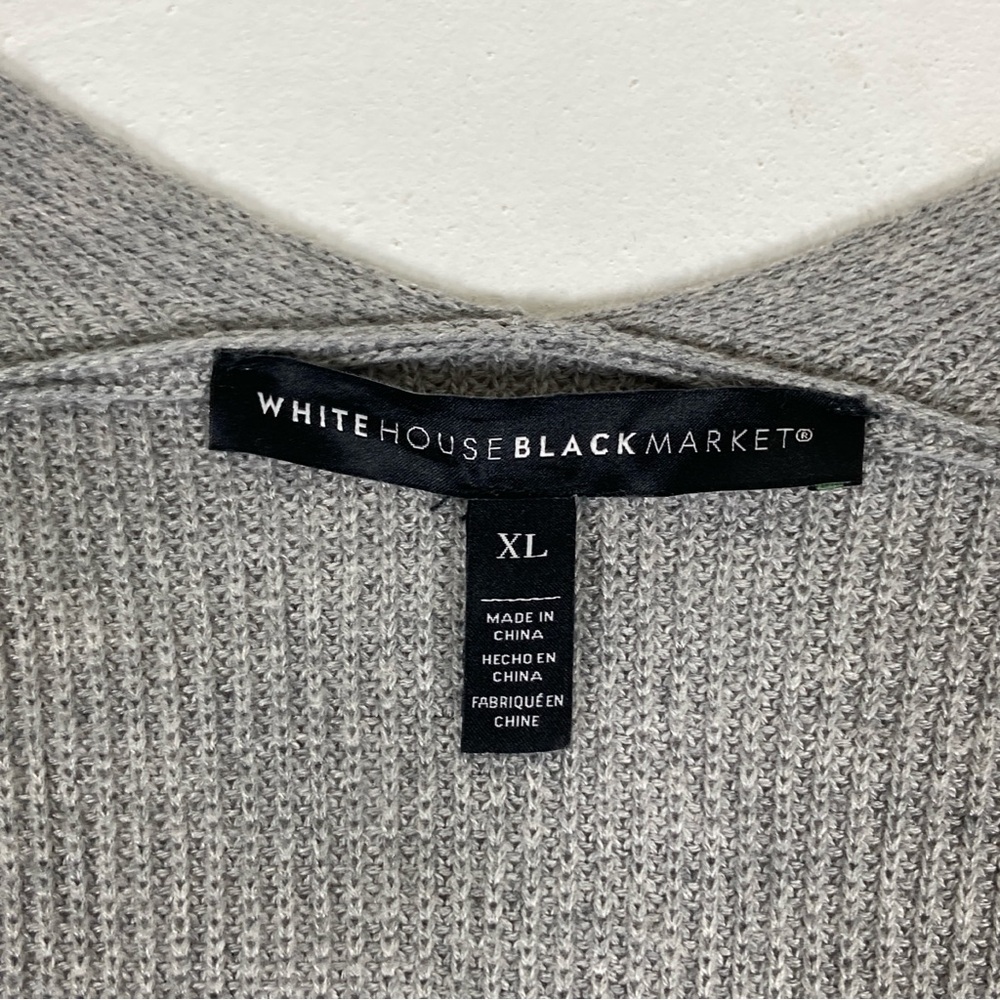 White House Black Market Women’s V Neck knit sweater gray XL wool Blend - Picture 9 of 15